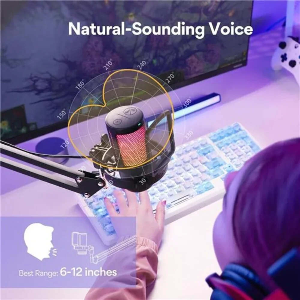 MAONO Gaming USB Microphone, Noise Cancellation Condenser mic